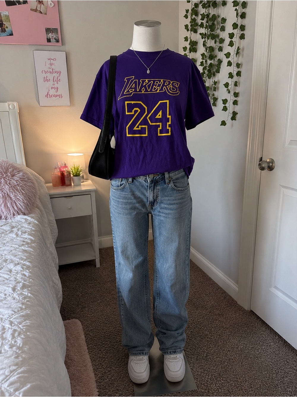 Gildan Purple Lakers #24 Graphic Tee with Yellow Logo
